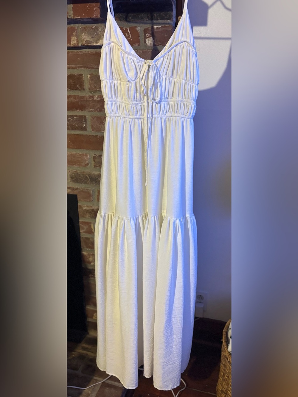White Smocked Bodice Spaghetti-Strap Maxi Dress NWOT - Picture 2 of 13